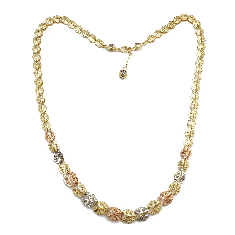 Elegant Crystal Necklace with Large Pendants-Tricolor Butterfly Fancy Necklace (14K)