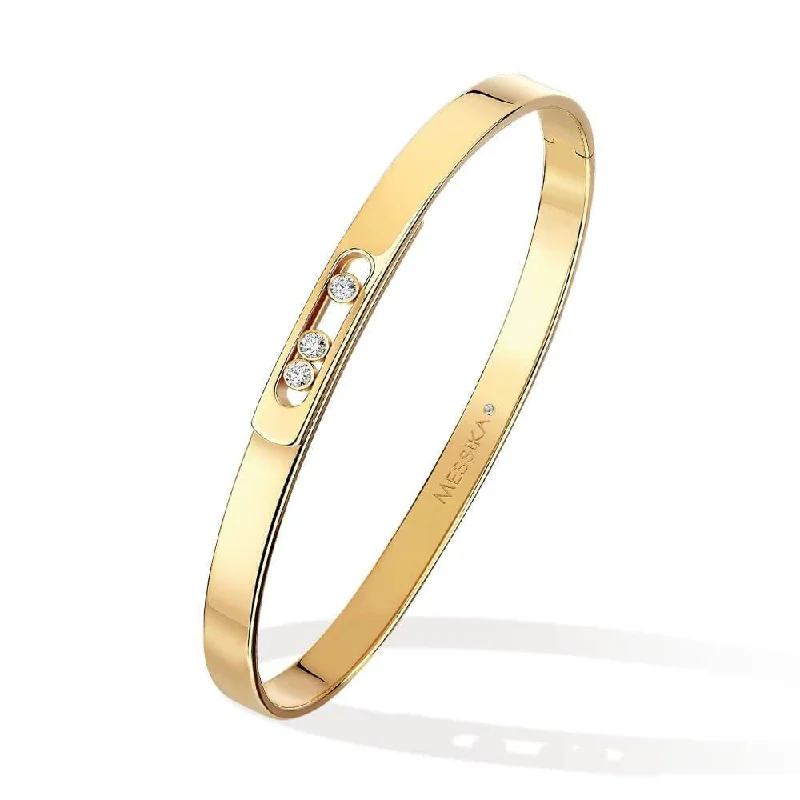 Designer Gold Bangles for Weddings and Celebrations-Move Noa 18ct Yellow Gold Diamond Set Bangle