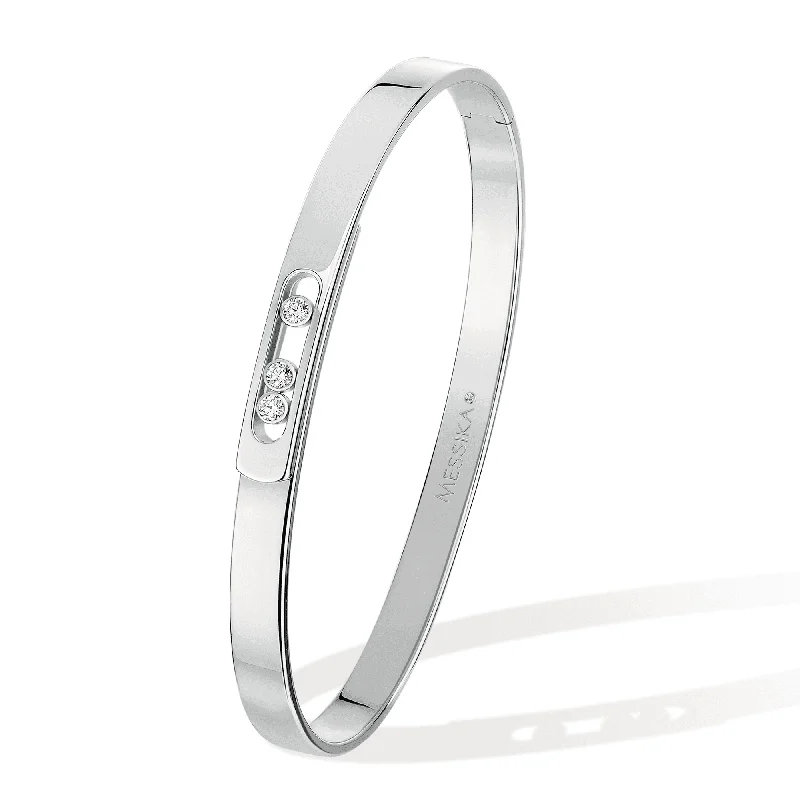 Personalized Bangles with Engraved Name and Date-Move Noa 18ct White Gold Diamond Bangle