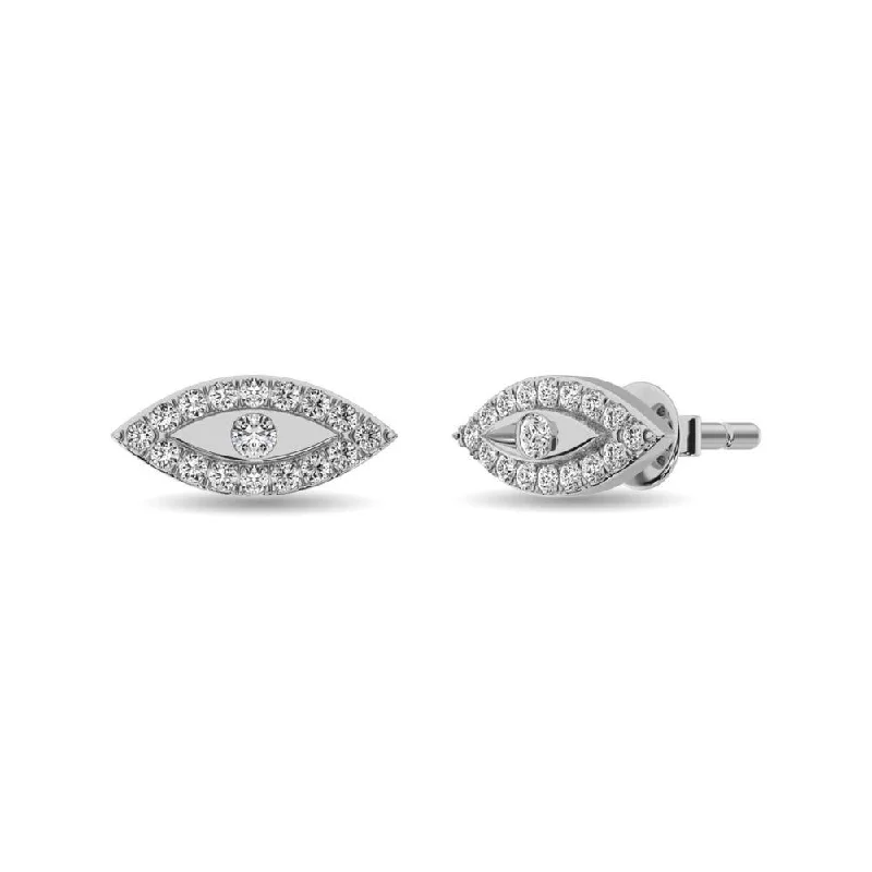 Turquoise Earrings for Summer-Diamond 1/6 ct tw Round Cut Fashion Earrings in 10K White Gold