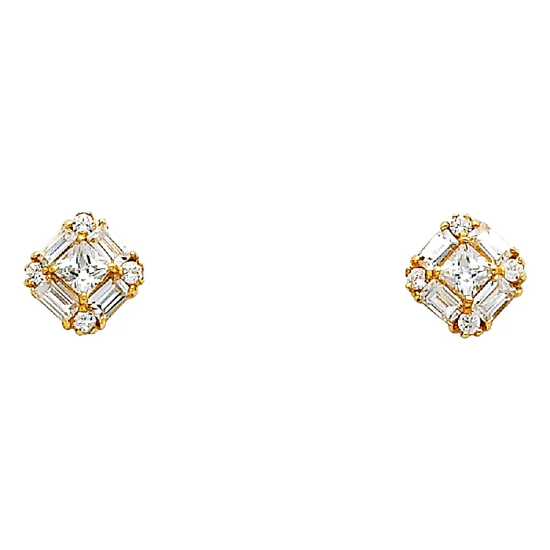 Elegant Diamond Drop Earrings-14KY CZ Earrings