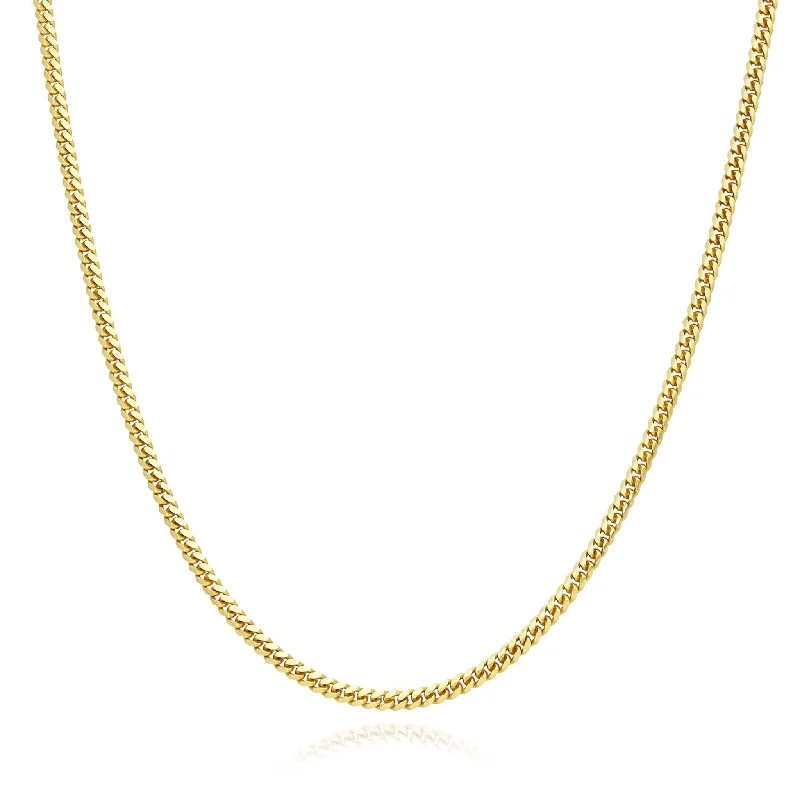 Customizable Nameplate Necklace for Women-Solid Miami Cuban Link Chain (18K)