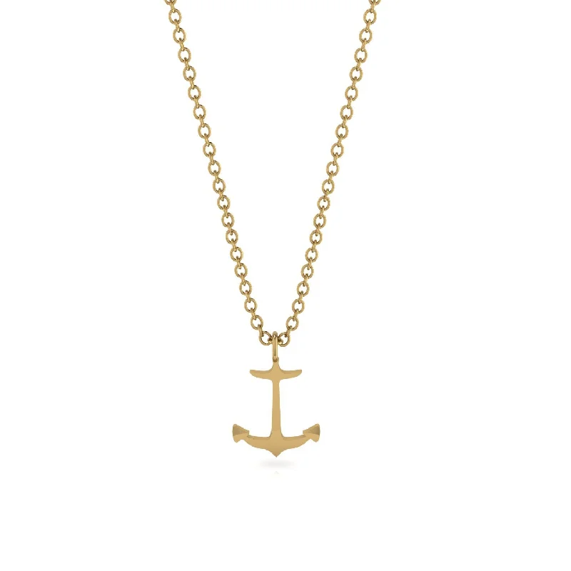 Bold Statement Necklace for Fashionistas-Gold Anchor Necklace - Anchor No. 1