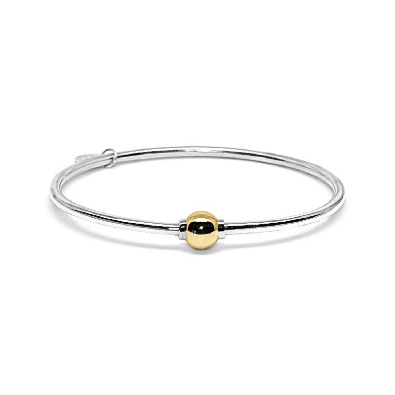 Trendy Crystal Bracelet with Chunky Design-Cape Cod Ball Bracelet in Sterling Silver with a 14K Yellow Gold Ball