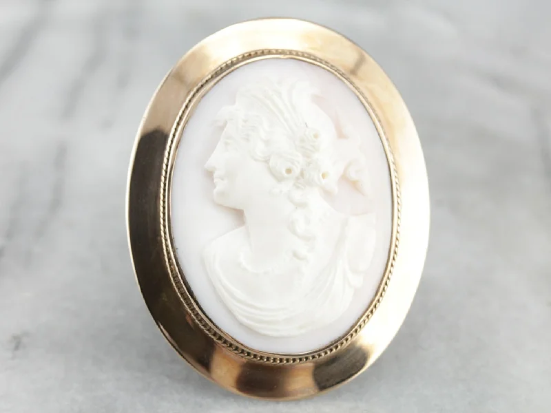 Animal Brooch-Antique Pink Cameo Rose Gold Brooch Pendant