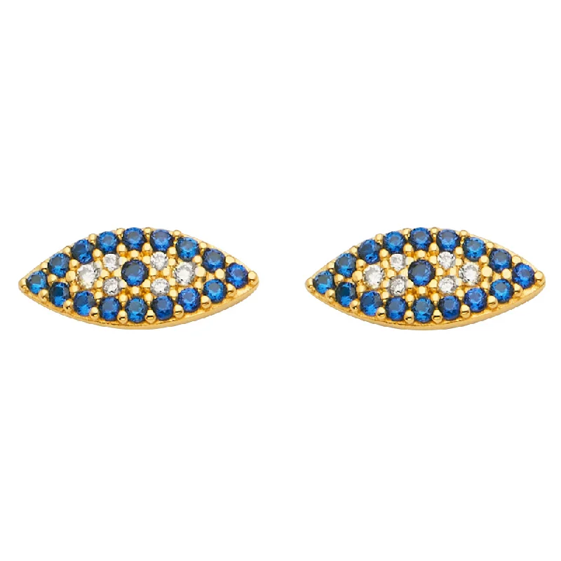 Unique Handcrafted Earrings-14K Evil Eye CZ Earrings