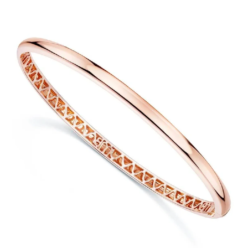 Simple Silver Bangle Set for Casual Wear-18ct Rose Gold Plain Polished Bangle