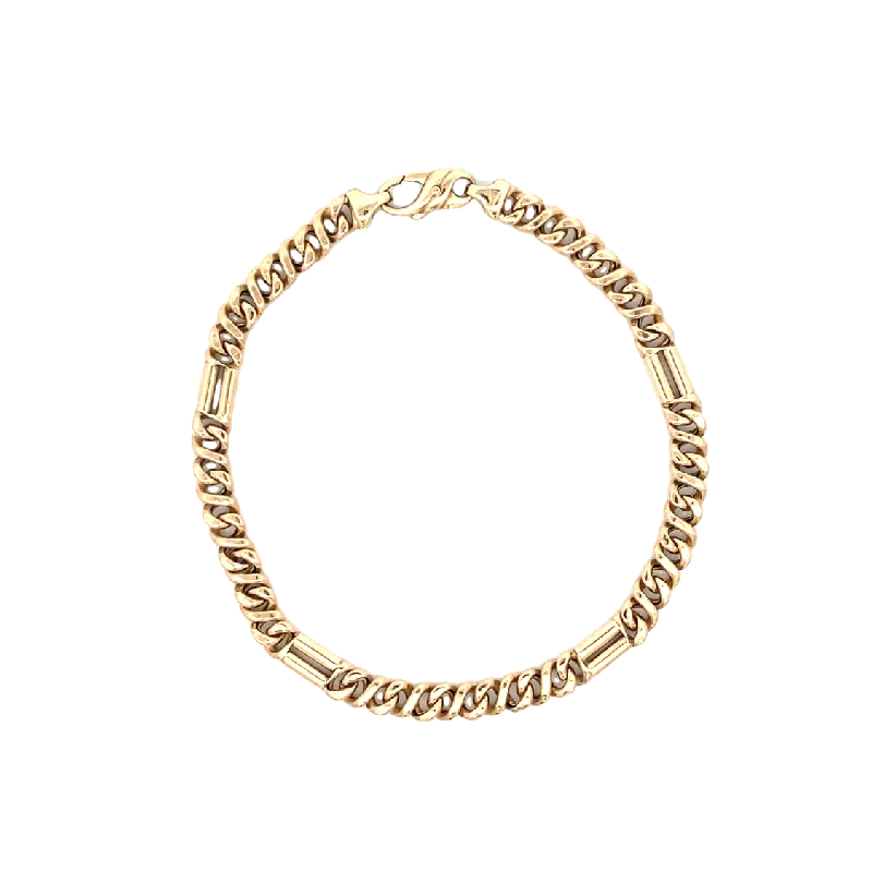 Customizable Silver Bracelet with Engraved Dates-Estate Fancy Link Bracelet in Yellow Gold