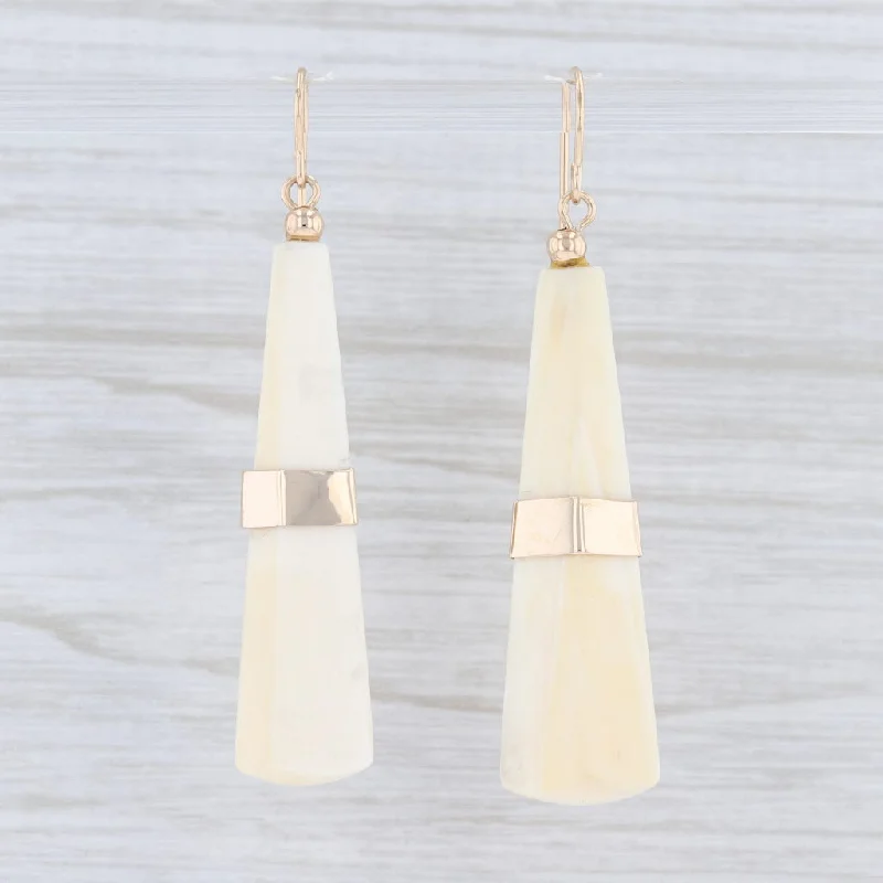 Unique Gold Earrings for Women-Resin Tapering Pyramid Dangle Earrings 14k Yellow Gold Hook Pierced