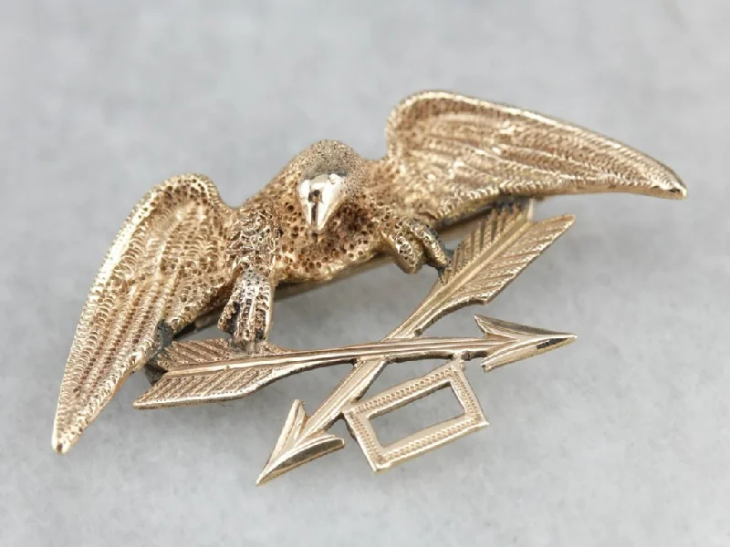 Vintage Brooch Pin-Antique US Military Patriotic Eagle Pin or Fraternal Brooch