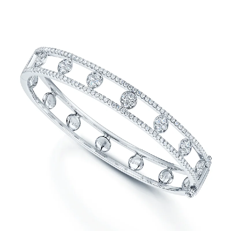 Simple Customizable Gold Bangles for Everyday Wear-18ct White Gold Openwork Diamond Bangle