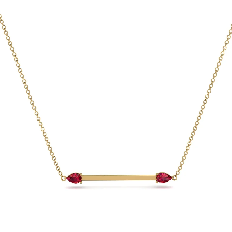 Custom Gold Necklace with Birthstone Pendant-Minimalist Pear Ruby Necklace - Melissa No. 10