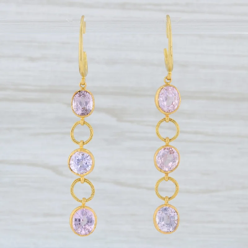 Unique Statement Earrings-Marie Helene de Taillac Pink Spinel Earrings 22k Yellow Gold Pierced Dangle