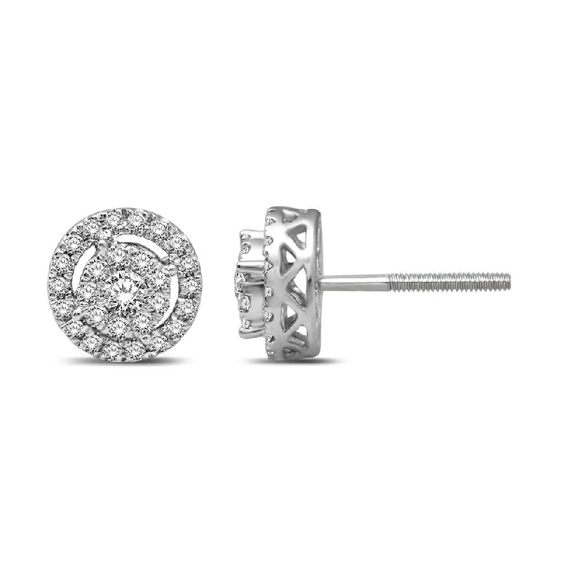 Fancy Silver Drop Earrings-14K White Gold 2/5 Ct.Tw. Diamond Stud Earrings