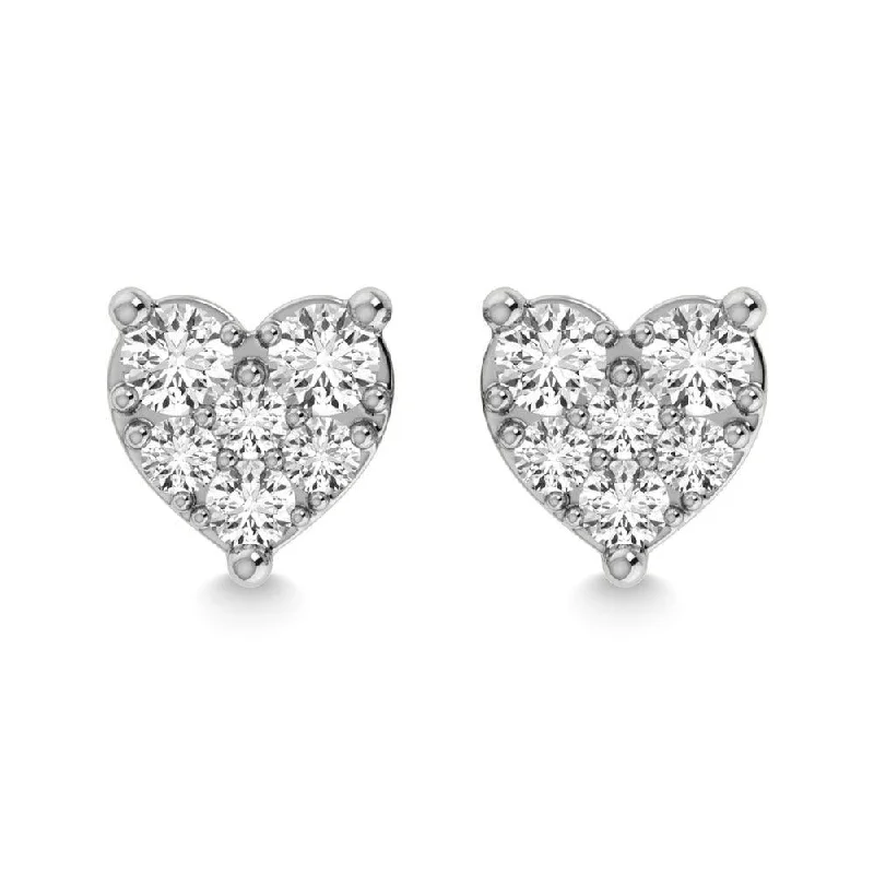 Long Statement Earrings-Diamond 1/5 Ct.Tw. Heart Earrings in 10K White Gold