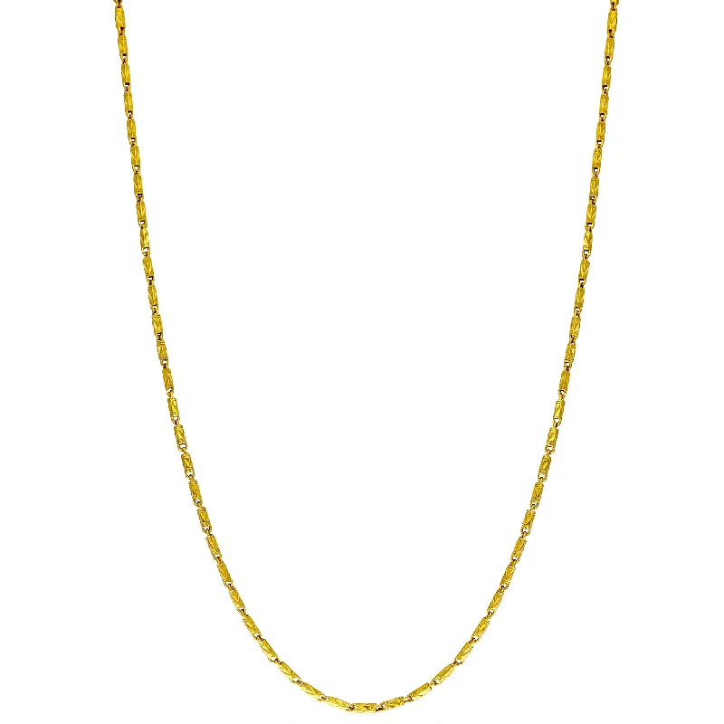 Fashionable Crystal Drop Necklace-Vines Texture Barrel Chain (24K)