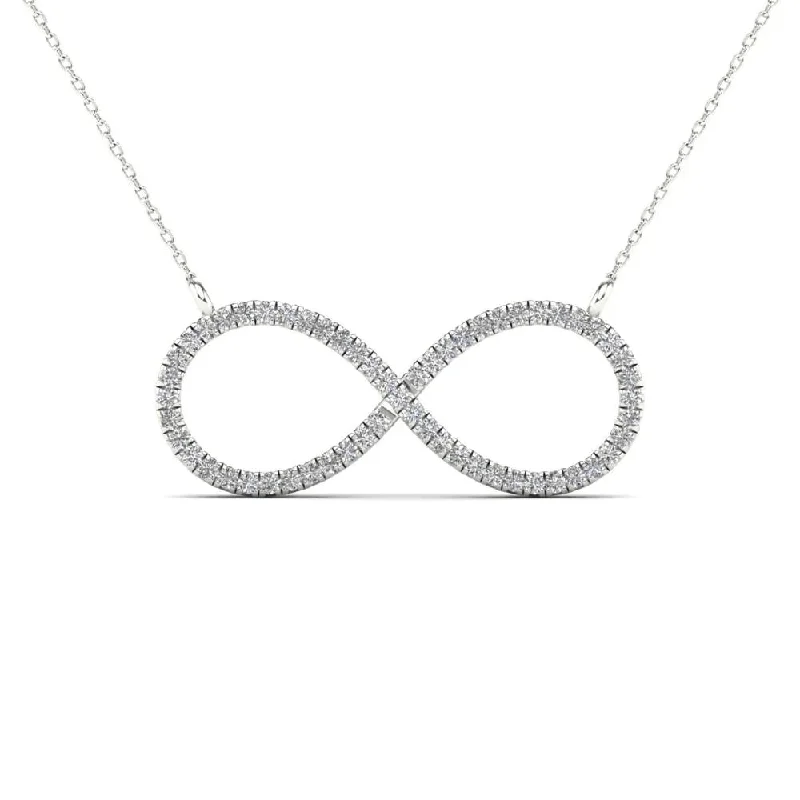 Elegant Gold Chain Necklace for Bridesmaids-Diamond Stoneset Infinity Pendant Necklace (14K)