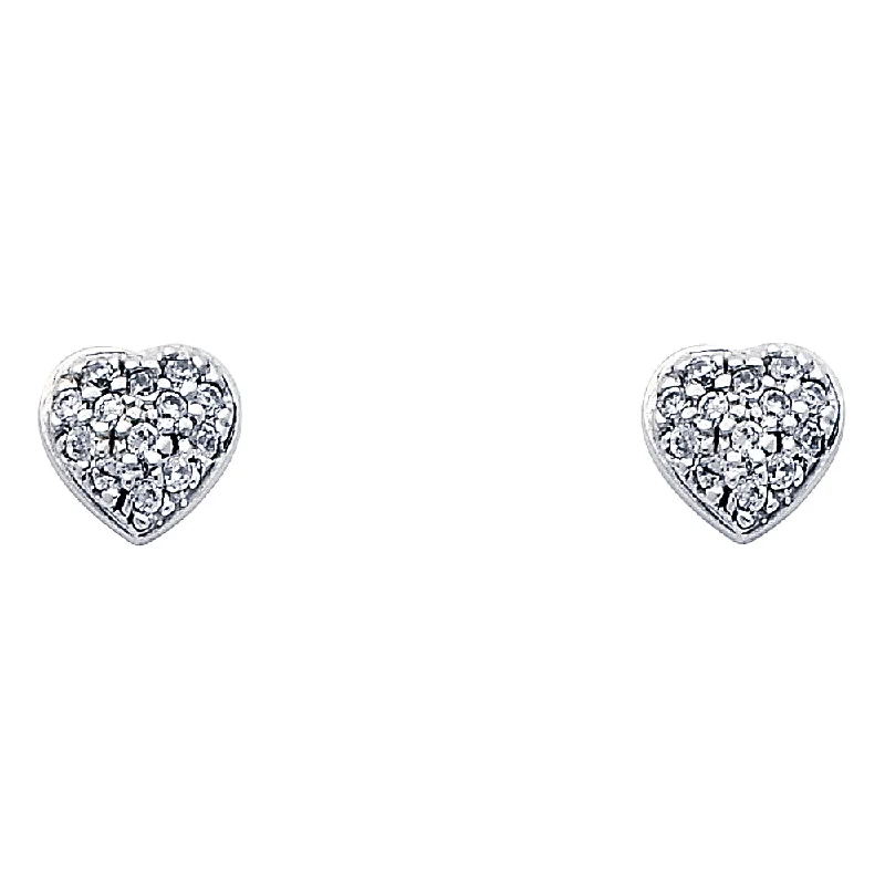 Sterling Silver Earrings for Men-14KY Heart CZ Earrings