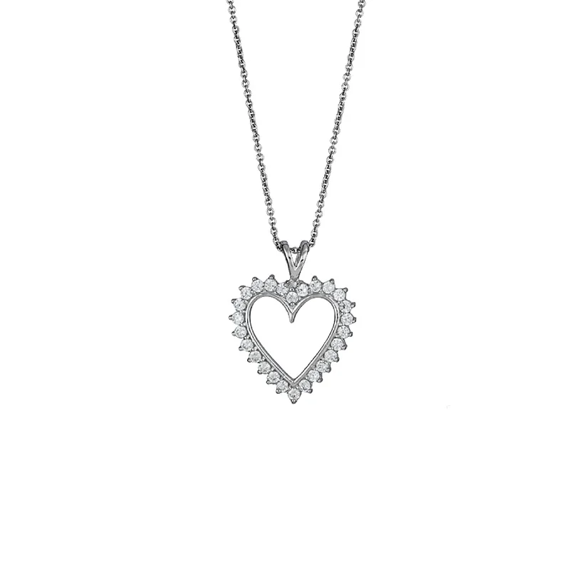 Custom Pendant Necklace with Engraved Message-Heart Necklace (Silver)