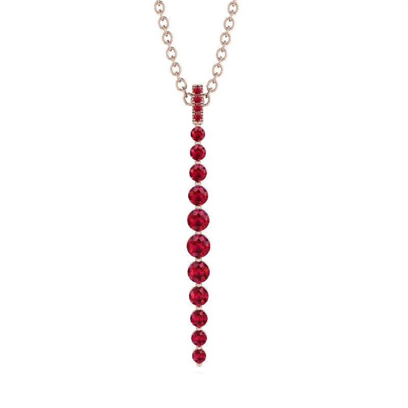 Custom Heart Necklace for Anniversary Gifts-Tie Necklace Row Ruby - Paris No. 11