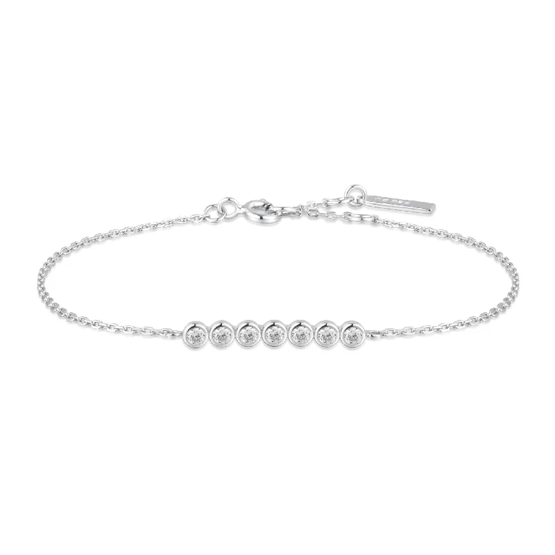 Simple Silver Bracelet with Custom Birthstone-CZ  Bezel Set Bracelet in Silver by Ania Haie