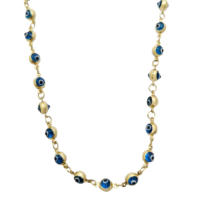 Fashionable Choker Necklace with Charms-Blue Evil Eye Necklace (14K)