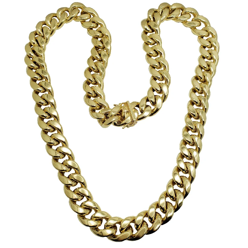 Simple Silver Pendant Necklace for Women-Lightweight Miami Cuban Link Chain - Box Lock (14K)