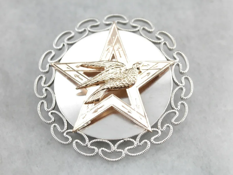 Large Brooch-Star Sparrow Mixed Metal Upcycled Brooch