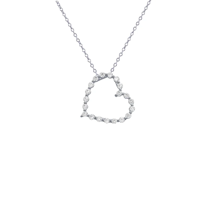 Simple Sapphire Necklace for Bridesmaids-Heart Necklace (Silver)