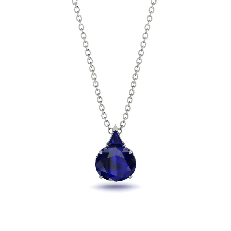 Statement Necklace with Multiple Gemstones-Hidden Halo Sapphire Necklace - Rosalie No. 75