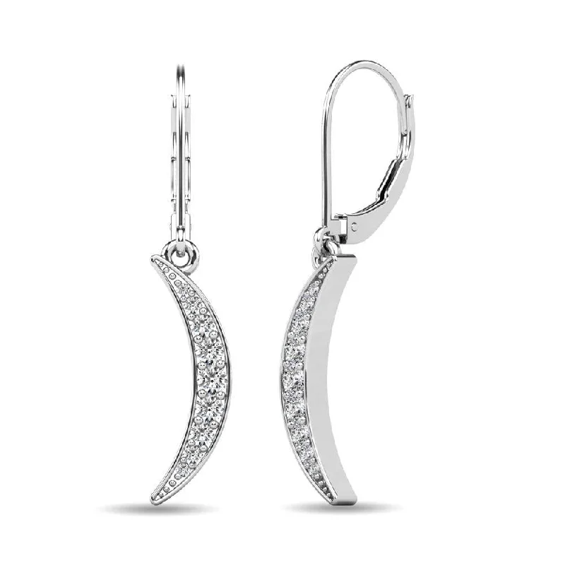 Vintage Teardrop Earrings-Diamond 1/6 ct tw Cresent Earrings in 10K White Gold