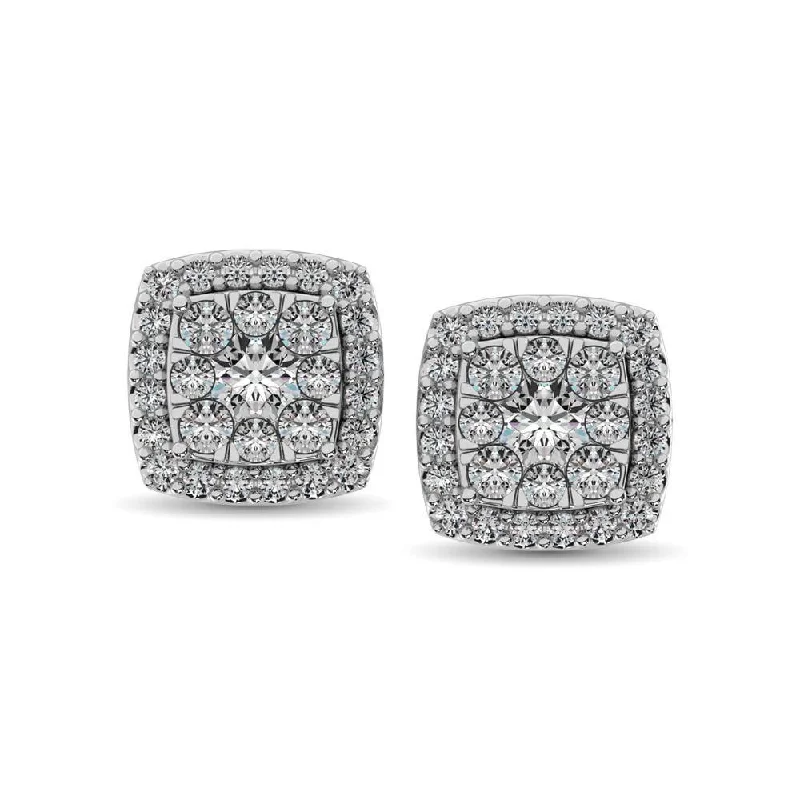 Bold Earrings for Women-Diamond Stud earrings 3/4 ct tw in 14K White Gold