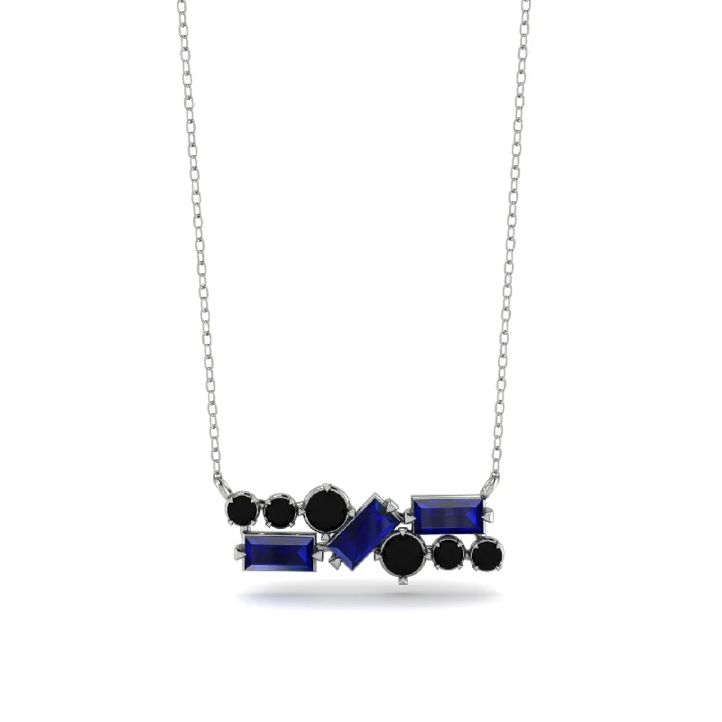 Luxury Pearl Necklace for Bridesmaids-Sapphire Baguette Necklace Mix - Kinley No. 69