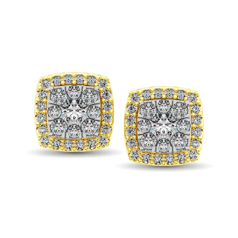 Wedding Day Earrings for Brides-Diamond Stud earrings 3/4 ct tw in 14K Yellow Gold