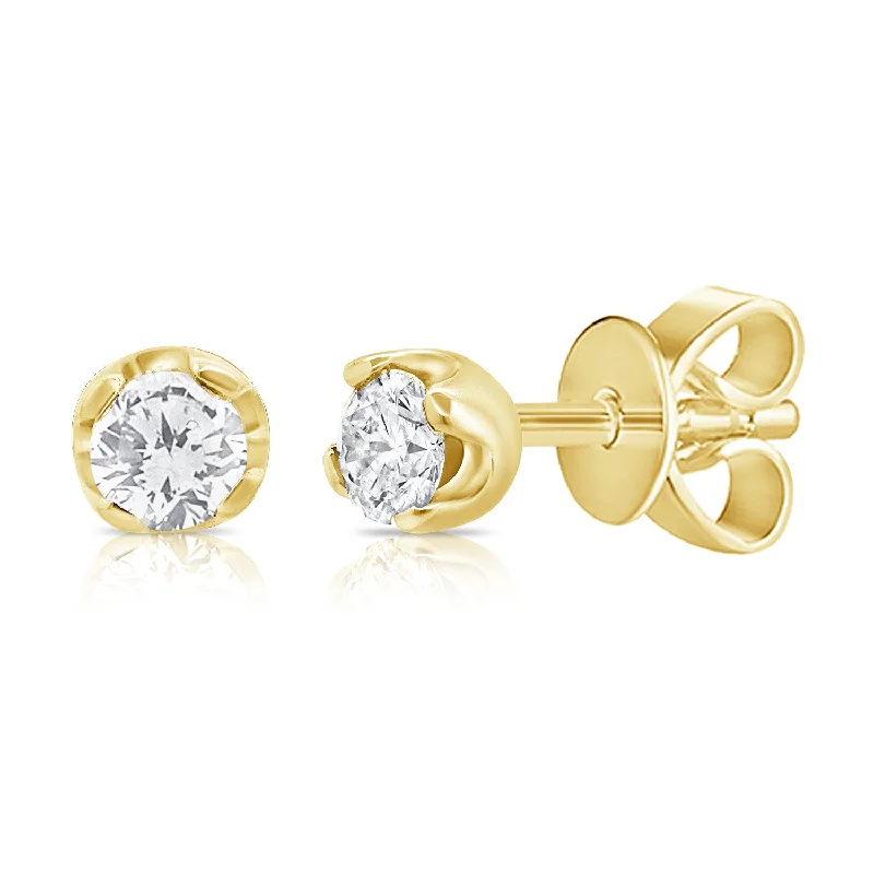 Gemstone Drop Earrings for Special Events-0.22ct Diamond Solitaire Studs made in 14K Gold