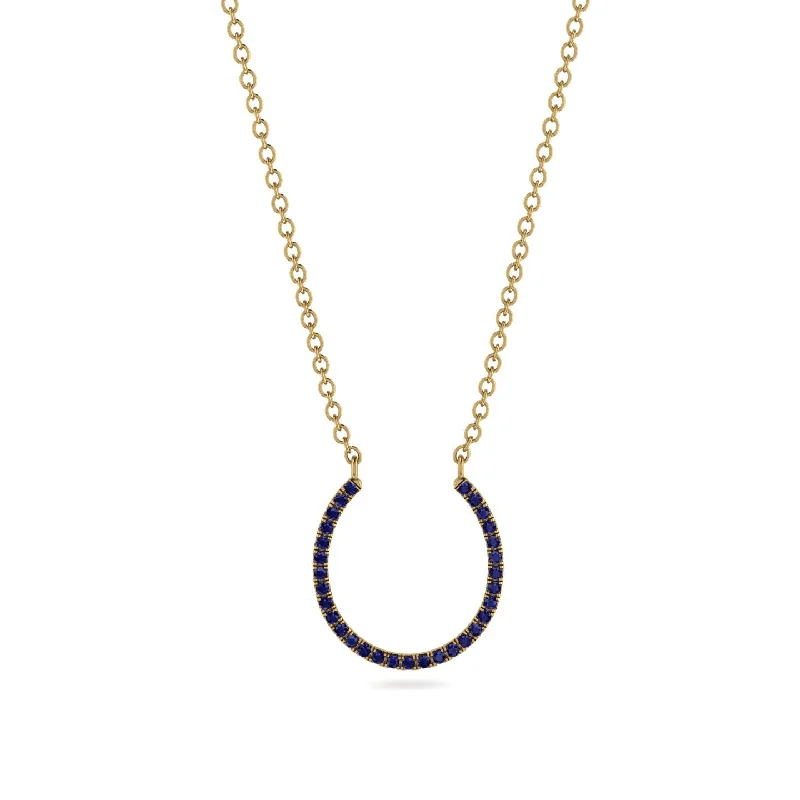 Elegant Necklace with Amethyst Pendant-Horseshoe Sapphire Necklace - Amira No. 13