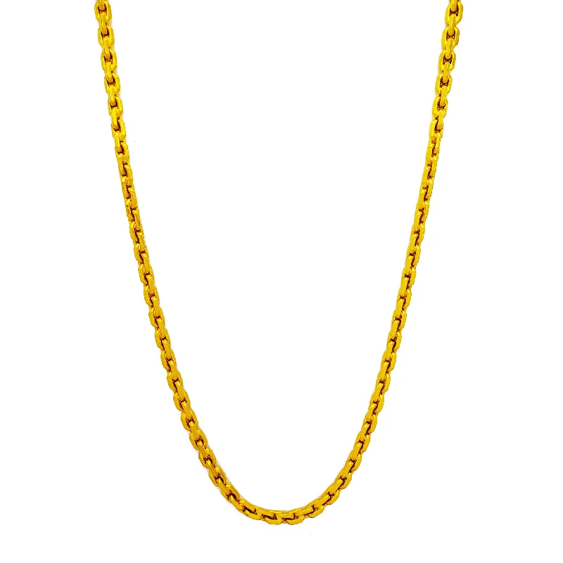 Simple Chain Necklace with Pendant-Solid Cable Chain (24K)