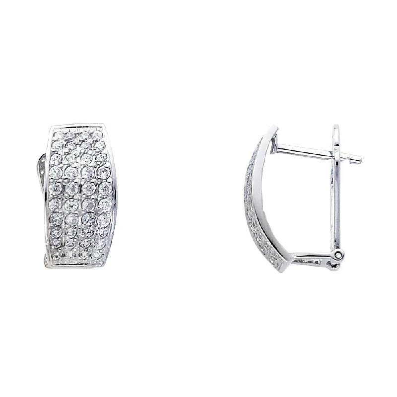 Glittery Hoop Earrings-14KW 10mm CZ Huggies Earrings