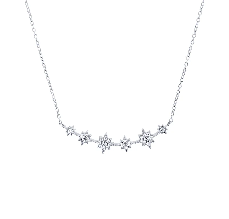 Fashionable Chunky Gold Necklace-Flower Necklace (Silver)