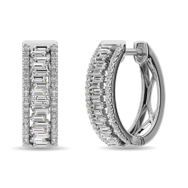 Unique Statement Earrings-Diamond 1/2 Ct.Tw. Hoop Earrings in 14K White Gold