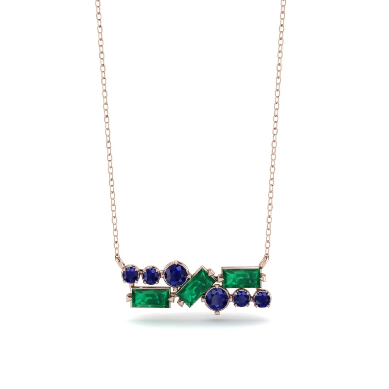 Elegant Gold Necklace with Gemstone Pendant-Emerald Baguette Necklace Mix - Kinley No. 29