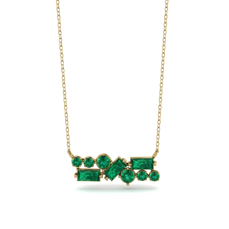 Sparkling Diamond Necklace for Night Events-Emerald Baguette Necklace Mix - Kinley No. 19