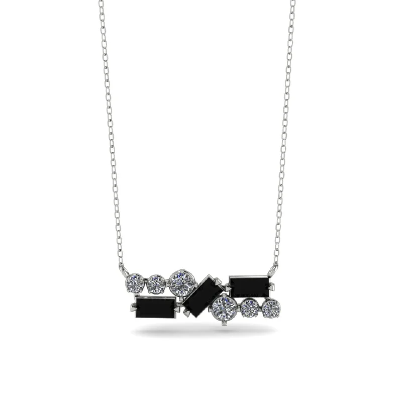 Elegant Crystal Pendant Necklace for Evening Wear-Black Diamond Baguette Necklace Mix - Kinley No. 33