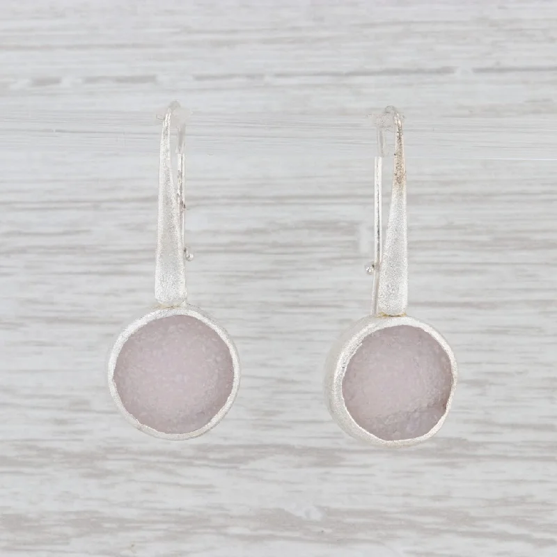 Chic Beaded Earrings-New Nina Nguyen White Druzy Quartz Drop Earrings Sterling Silver Hook Posts