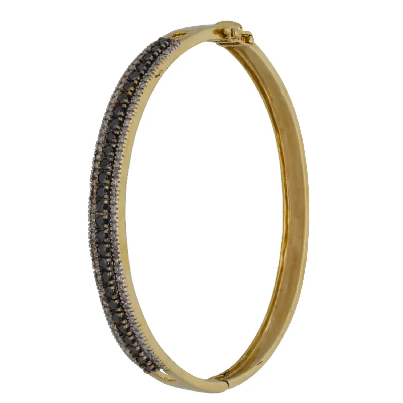 Trendy Silver Bangles with Dazzling Details-9ct Gold 1.00ct Diamond Hinged/Clasp Bangle