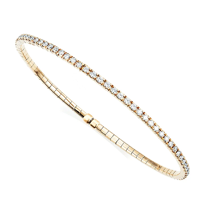 Custom Name Bangles for Special Gifts-18ct Yellow Gold Claw Set Flexible Diamond Bangle