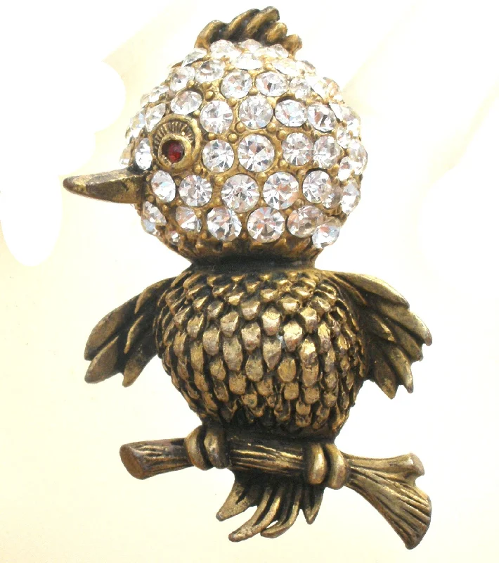 Brooch With Pearls-Vintage Rhinestone Bird Brooch Pin Capri