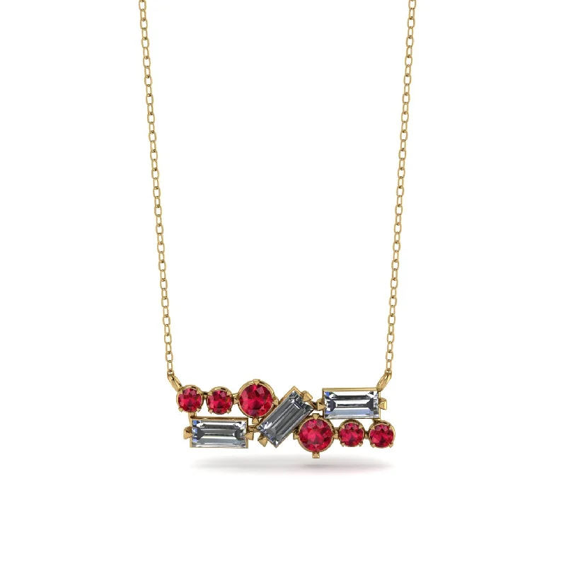 Dainty Gold Necklace with Small Pendant-Diamond Baguette Necklace Mix - Kinley No. 10