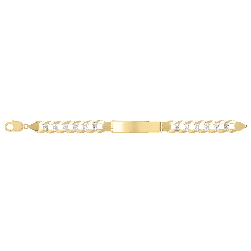 Elegant Silver Bracelet with Diamond Accents-14K 11mm Pave Curb ID Bracelet