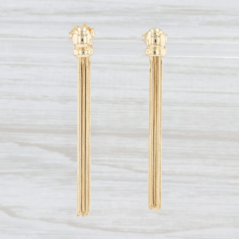 Stud Earrings with Birthstones-Dangle Fringe Earrings 18k Yellow Gold 750 Pierced Drops